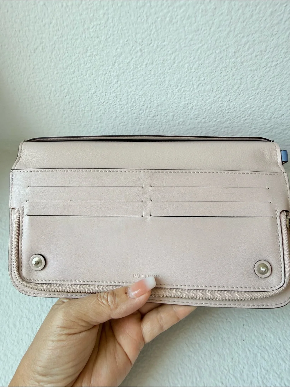 Christian Dior Diorissimo Blue Leather Long Wallet Silver DIOR Charm Authentic